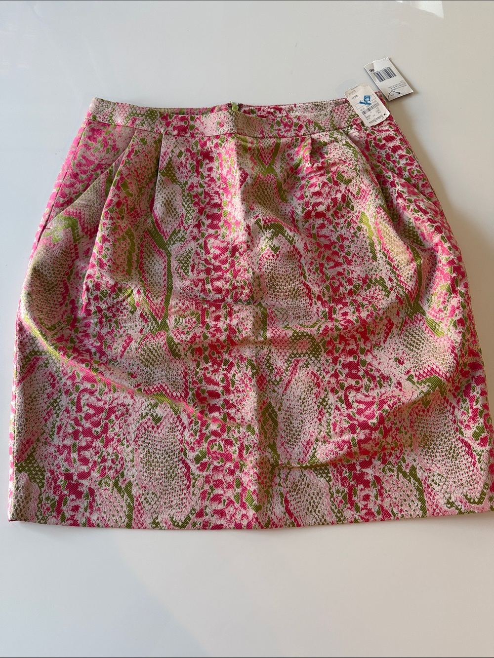 DKNY Pink and Green Floral-Print Mini Skirt